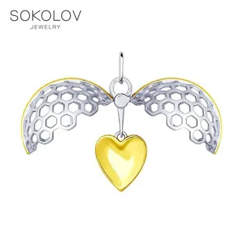 

SOKOLOV pendant gilded with silver enamel, fashion jewelry, 925, women's male, pendants for neck women
