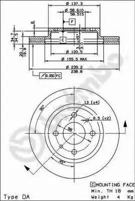 BREMBO Диск тормозной передн LADA: 110 95-, 111 96-, 112 95