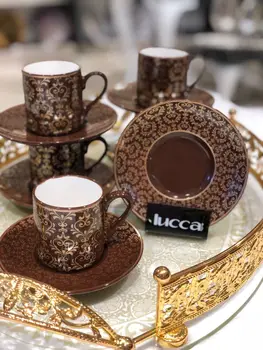 

Lucca Porcelain Emma Brown Coffee Set For Six Person