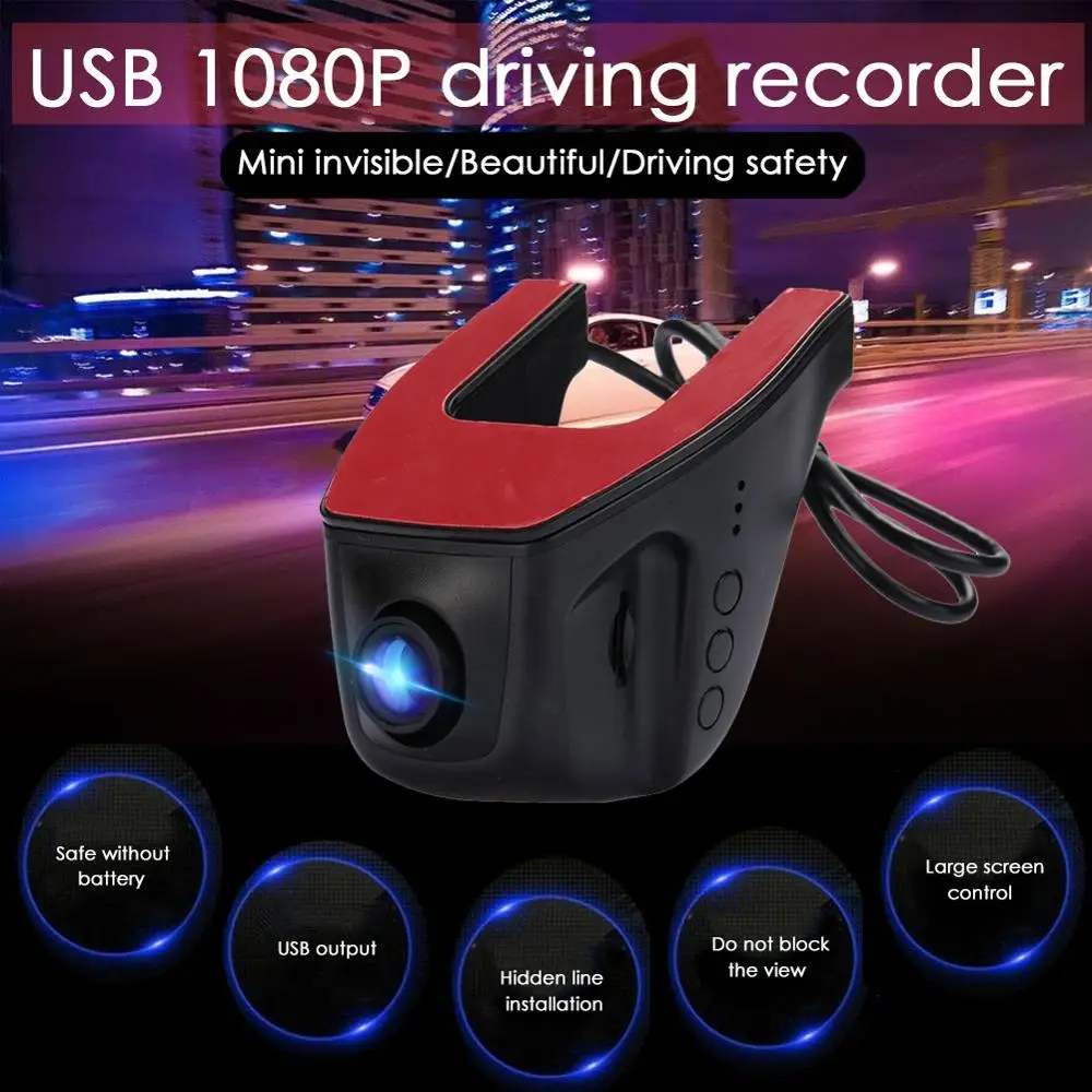 Vehemo Автомобильный видеорегистратор Интеллектуальный 170 градусов HD 1080P двойной объектив Поддержка TF водительский рекордер видеокамера g-сенсор видео рекордер