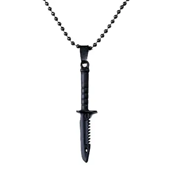 

Angemiel Men with Ball Chain Matte Black Knife Male Necklace kly004 _ 33