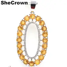 45x23 мм новое поступление длинный Золотой Цитрин Белый CZ подарок для девочек серебряный кулон