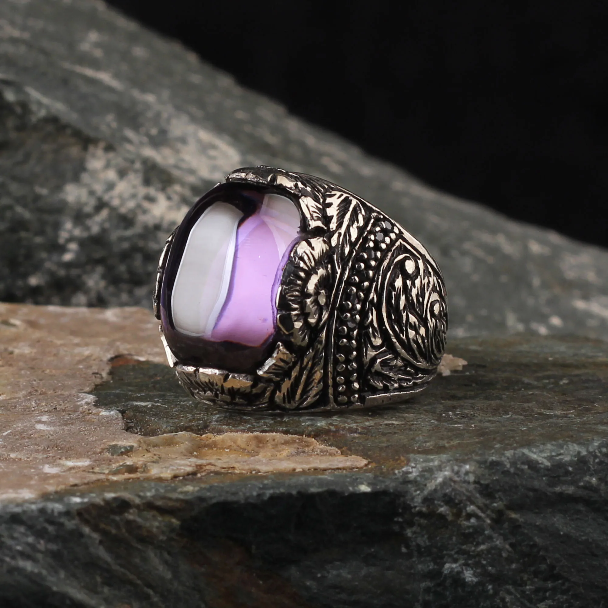 

Zircon Stone handmade men's ring 925 sterling silver 2022 new model modern high quality fashion ring with motifs