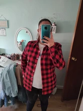 Plaid Shirt Blouses Tops Long-Sleeve Flannel Casual Cotton Women Brand-New Red Excellent-Quality