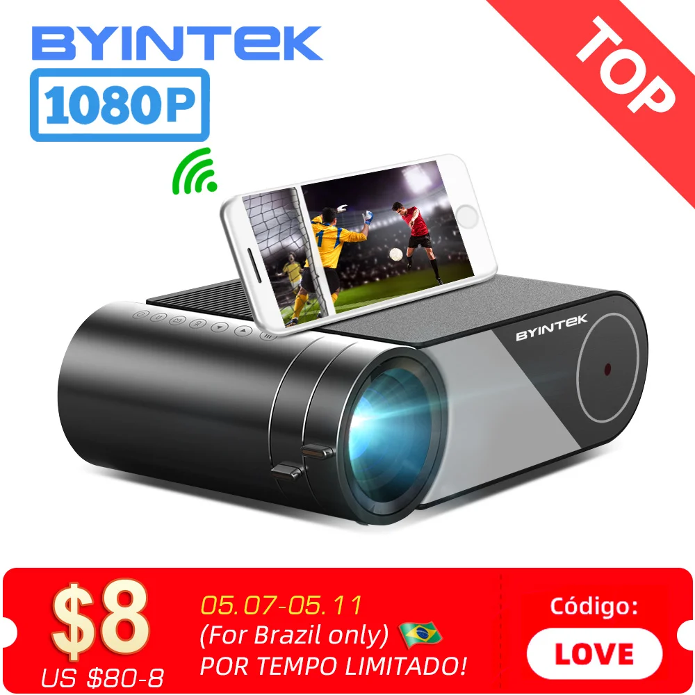 BYINTEK K9 Mini 1280x720P Portable Video Beamer LED Projector Proyector for 1080P 3D 4K Cinema(Option Multi-Screen For Iphone