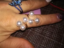 Anillo chapado en oro para mujer, elegante perla de imitación, anillos de apertura ajustables