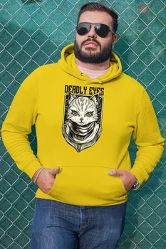 

Angemiel Wear Deadly Eyes Cat Kingdom Yellow Men 'S Hooded Sweatshirt