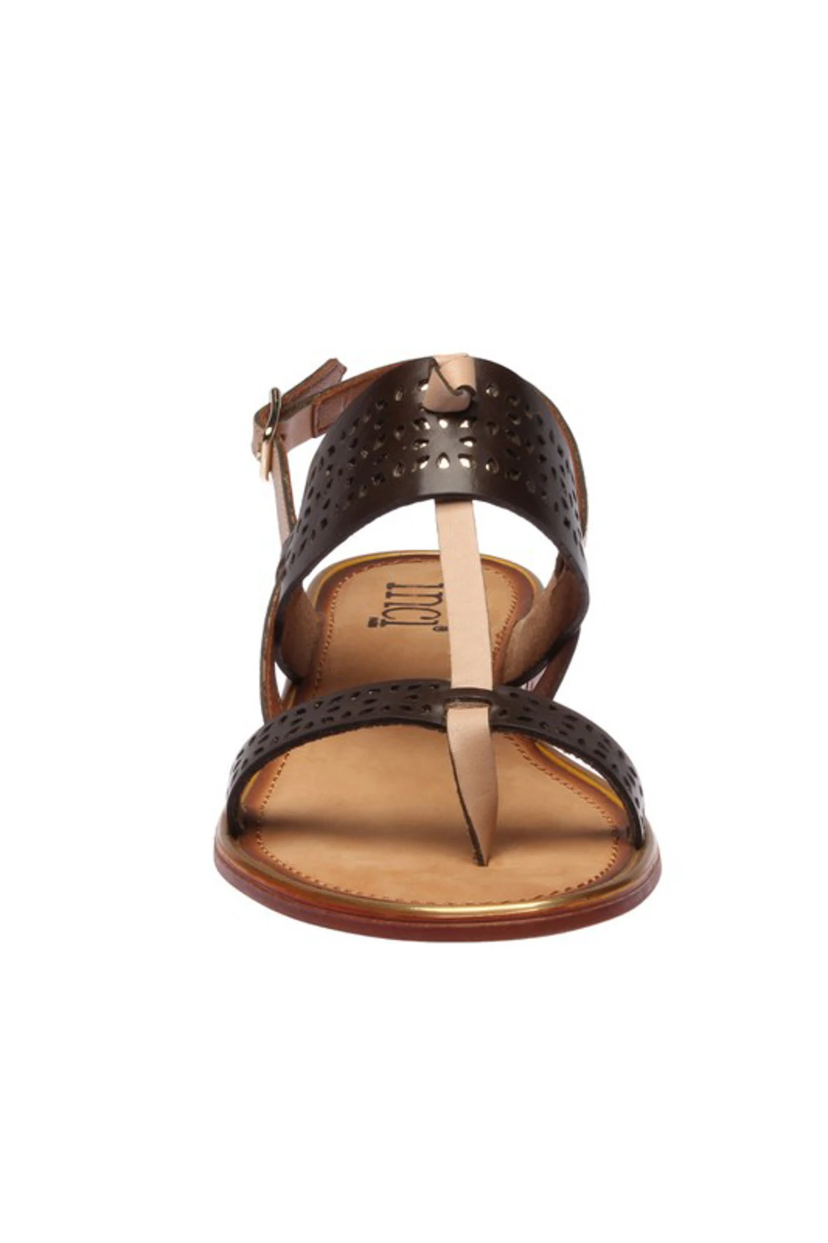 Коричневые женские босоножки из натуральной кожи с жемчугом 120130002177|Боссоножки и