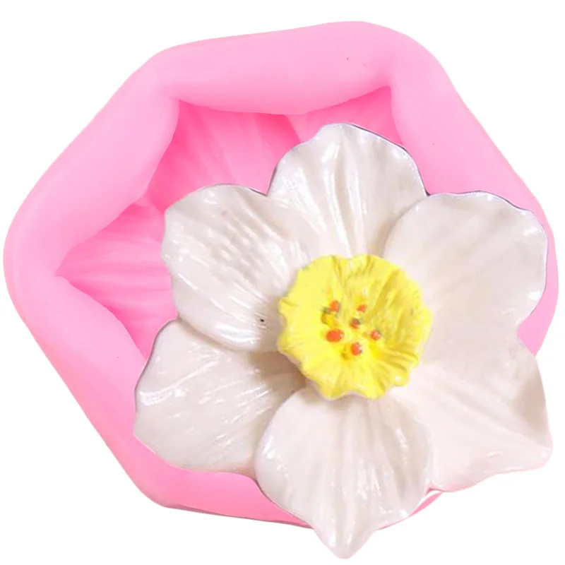 6 Stück Plumeria (Frangipani) Blumen Silikonformen - Rosa, Hitzebeständig, Für Schokolade, Fondant, Seife & Backen
