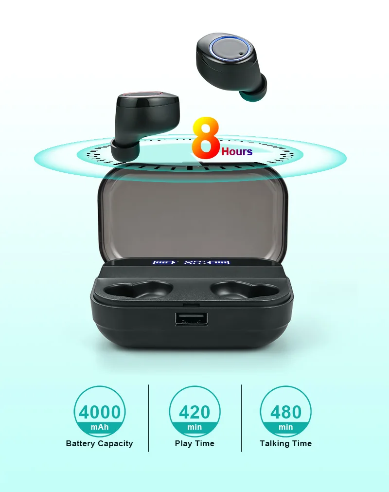 4000mAh TWS Bluetooth Earphones LED Display Wireless Bluetooth Headphone Earphone Touch Contro Waterproof Sport Headsets Earbuds (2)