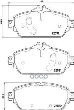 Колодки Тормозные Mercedes W205(До 170л.С.) 14- Передние L=144мм. Brembo P50119 Brembo арт. P50119