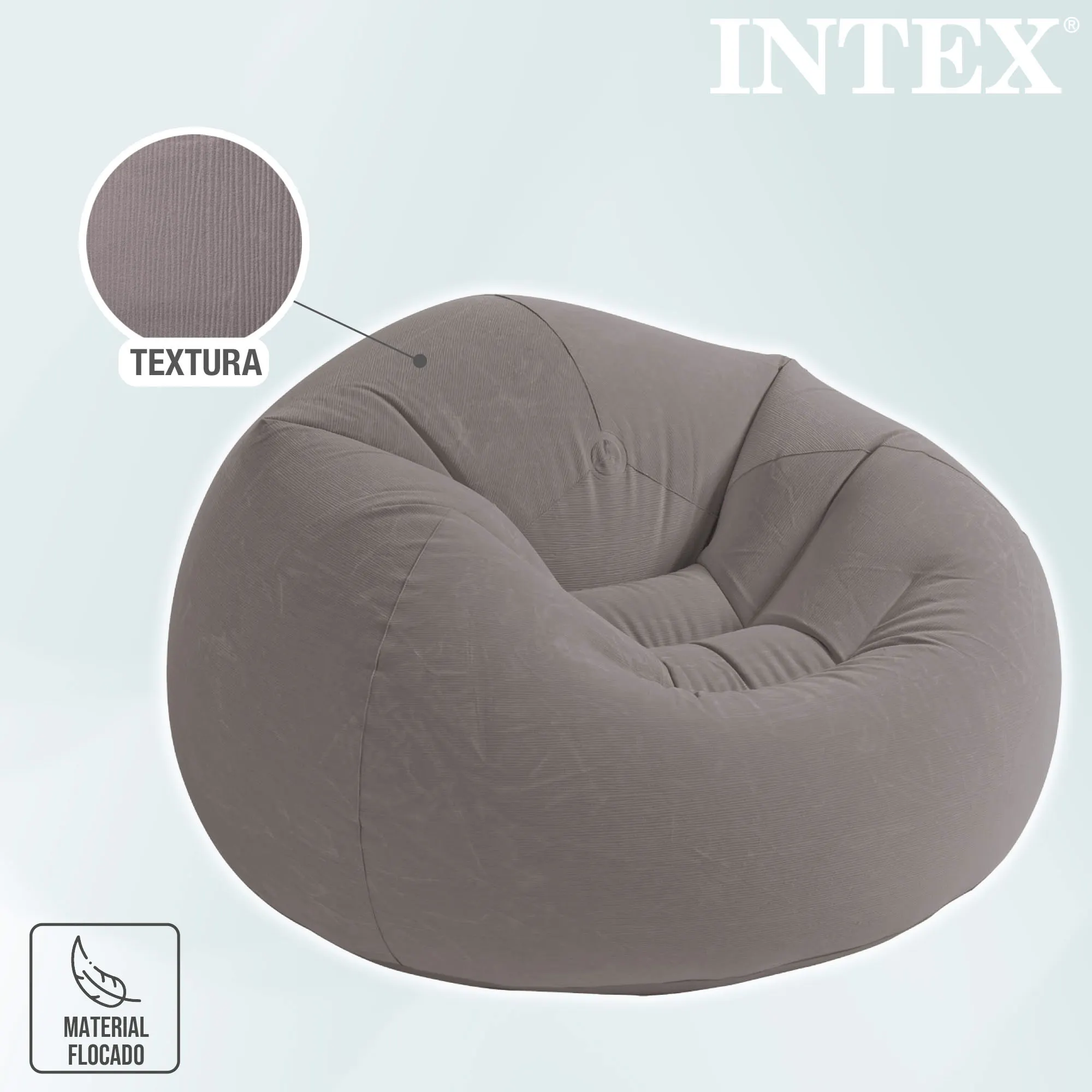 Sillón hinchable Intex beanless 107x104x69 cm - gris, Sillón INTEX, Sillon inflable, Mueble inflable, Puff hinchable, Puff inflable, Sillones