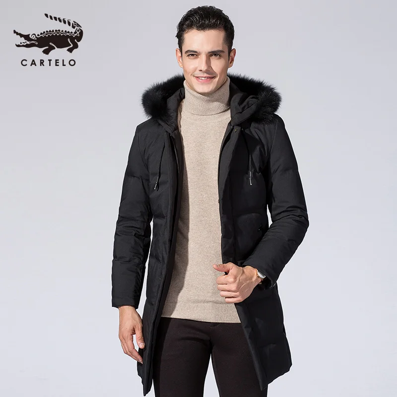 

Men's White Duck Down Jacket Hooded Fox Fur Down Parkas Coat Feather Clothing Selected with Hat for Men 9881 New 2019