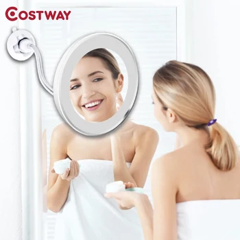 

Costway LED Mirror Flexible Makeup Mirror with Led Light Mirrors 10X Magnifying Mirrors Light Cosmetic Miroir With Suction Cup