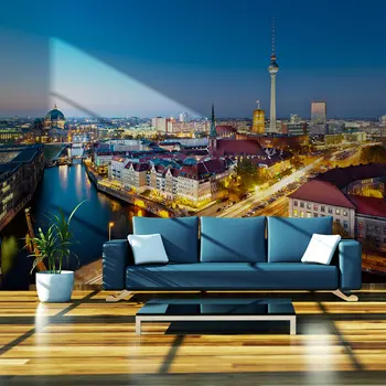 

Wall mural-Berlin view from Fischerinsel (night) - 300x231 cm