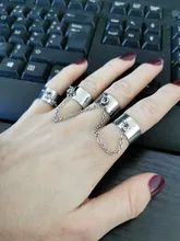 Anillos Punk de Hip Pop para mujer, cadena ajustable multicapa, cuatro anillos abiertos para dedos, anillos giratorios de aleación para mujer, regalo de fiesta