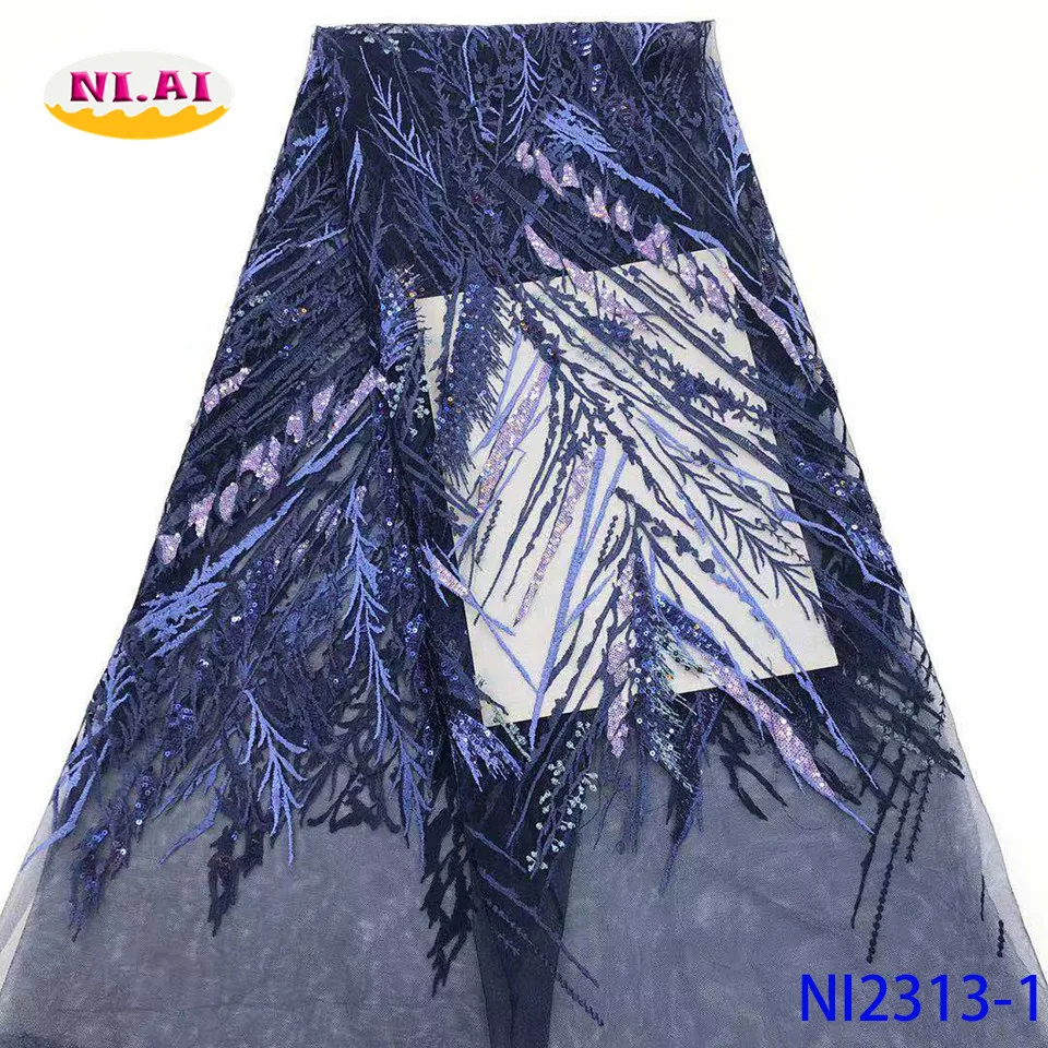 Lace Dresses New Sequin Fabric, African Wedding Materials Party Tulle Lace, Nigeria Embroidery Lace Ni2313