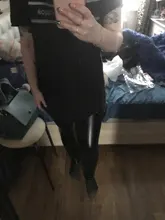 NORMOV-Leggings de piel sintética con realce para mujer, pantalones de malla con cintura alta, altura hasta el tobillo, color sólido, estilo primavera, de talla grande