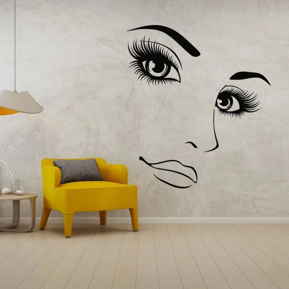 

Beautiful Lady Face Silhouette Wall Sticker Vinyl Art For Beauty Salon Mural Decoration A001632