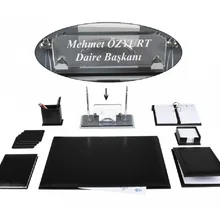 BEYKOZ офисный деловой черный кожаный Настольный набор, набор для настольного стола и Кристальный стол, именная табличка, бирка, главный Органайзер