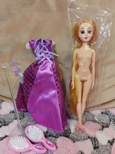 Muñecas de princesa Rapunzel para niños, conjunto para niñas, cuerpo móvil, belleza, largo y grueso pelo rubio, 30CM