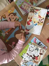 Pegatinas de rompecabezas para niños, juegos de rompecabezas de princesa de cara a cara, dinosaurio de ensamblaje, juguete educativo de entrenamiento de reconocimiento