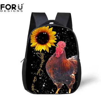 

FORUDESIGNS 12 Inch Kids Backpack You are my sunshine sunflower Chicken Kindergarten School Bag for Girls Boys Casual Book Bags