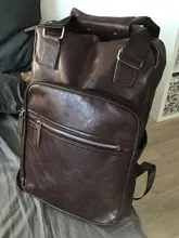 Men Backpack Laptop Teenagers Brown Black Casual Schoolbag Mochilas Large Boys PU 