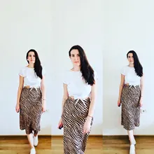 Women Skirts Zebra Print VONDA Elegant Short Clubwear Straight Casual Clothing Loose