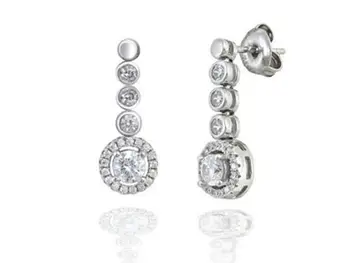 

Long silver earrings with chatons and roseton Rhinestone