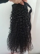 Coleta de pelo rizado Afro, cabello humano Remy brasileño con cordón, coleta Ombre, extensiones de cabello