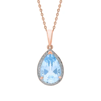 

Gold pendant with Topaz and diamonds sunlight sample 585
