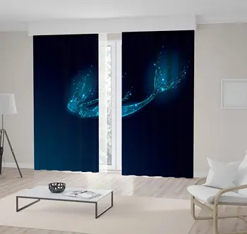 

Curtain Mermaid Diving in Deep Ocean Low Poly Pattern Fantasy Mystic Creature Artwork Blue Green