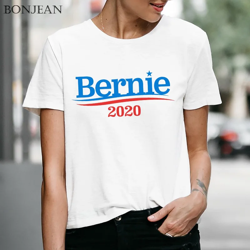 Женская футболка с круглым вырезом Bernie Sanders Для President 2020 топы для женщин забавная