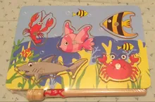 Juegos de pesca divertidos para niños, rompecabezas magnético de madera, juguetes interactivos para padres e hijos, educativo para cumpleaños