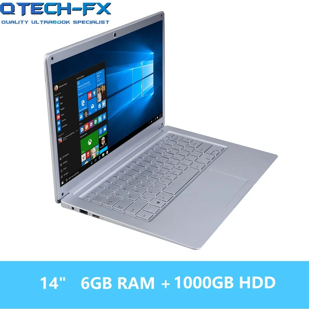 14-дюймовый ноутбук 1 ТБ/750 Гб HDD 6 ГБ Оперативная память Windows 10/7 быстрой зарядки Процессор Intel 4 Core Бизнес AZERTY Пособия по немецкому языку испанским и русским языками - Цвет: X14-1000Silver