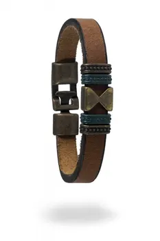

Angemiel Men Tan Leather Triangle Detailed Male Bracelet