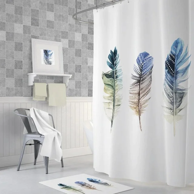

Zethome Tropik Plume Bathroom Shower Curtain Single Wing 1x180x200 107945770