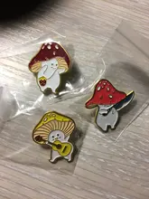 Bag Accordion Jewelry Brooches Guitar Badge-Plant Lapel-Pin Gift Cute Mushroom Custom