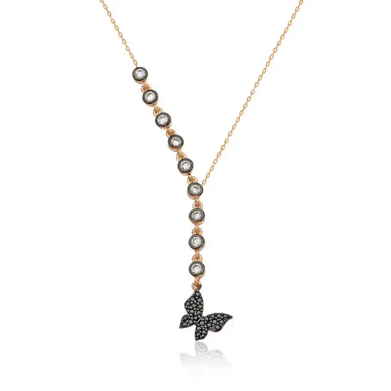 

Silver Row Cubic Zirconia Butterfly Lady Necklace