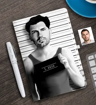 

Personalized Men 'S Criminal Caricature Of White notebook And Pen Gift Seti-1