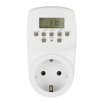 

Electronic timer with socket and LCD display. Digital Timer Switch Energy Saving Adjustable Programmable Setting of Clock/ On/ Off Time EU Plug Kitchen Timer Socket