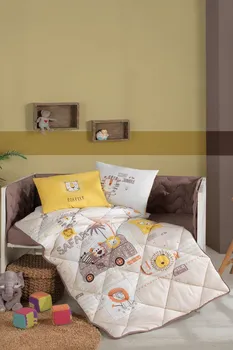 

Soft Quilt and Duvet Cover Set 100% Cotton Baby Sleep Set LİON SARI