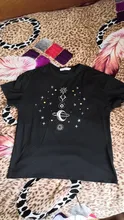 Women's T-Shirts Short-Sleeve Embroidery Black Top White Fashion-Star Korean Casual O-Neck