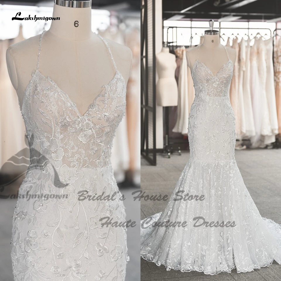

New Mariage Boheme Chic Lace Mermaid Wedding Dress 2022 Elegant Bridal Country Princess Wedding Gowns Open Back Brautkleid