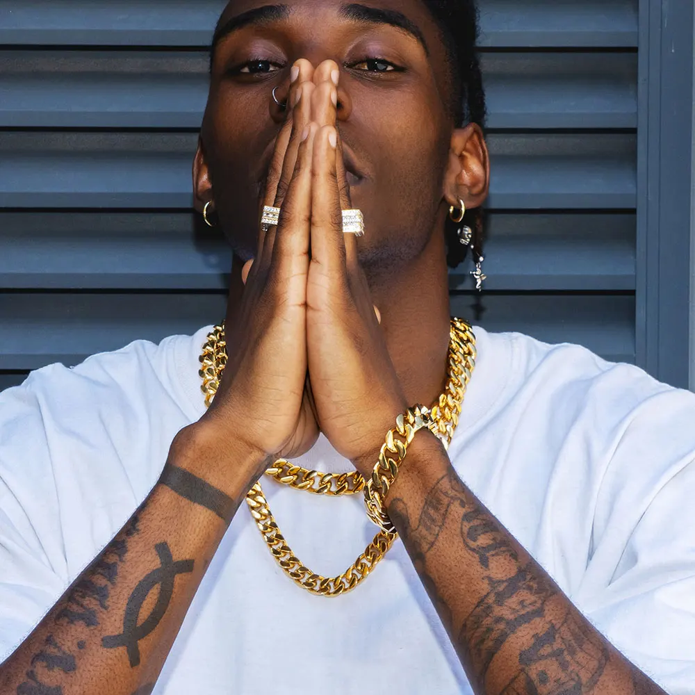 Pvd Placcatura In Acciaio Inox 14 K Catena D'oro Miami Cuban Catena - Foto 6