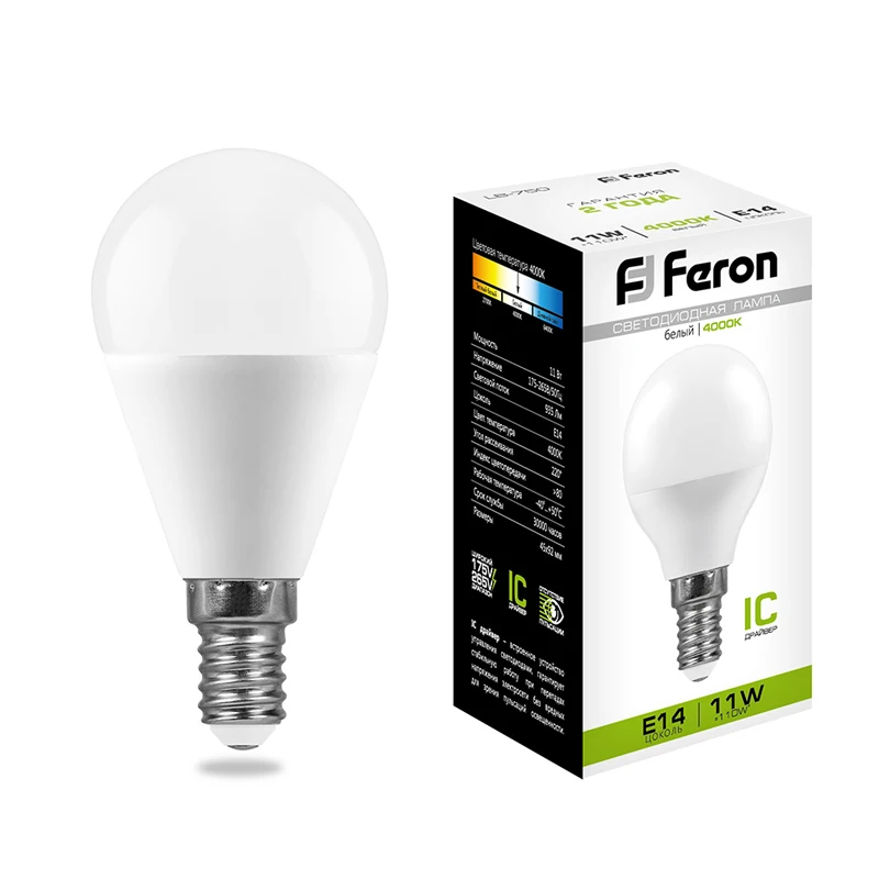 Лампа светодиодная Feron P45 шарик E14 5W 7W 9W 11W 2700K 4000K 6400K|Светодиодные лампы и трубки| |