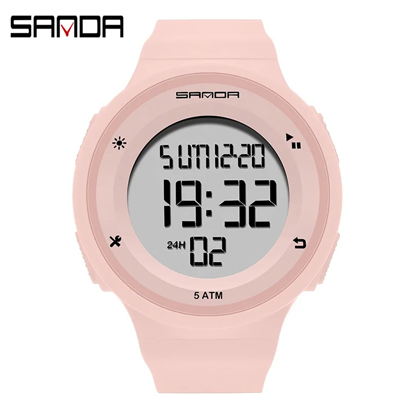 SANDA brand multifunctional outdoor sports electronic watch diving anti-fall anti-shock alarm clock night light hd 4 in 1 digital voltmeter 12v 24v multi function car temperature clock auto thermometer electronic clock car night light clock