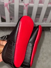 Zapatos suaves para bebé recién nacido, primeros pasos, niños y niñas, mocasines para bebé, franja de cuero PU, calzado de Navidad para cuna