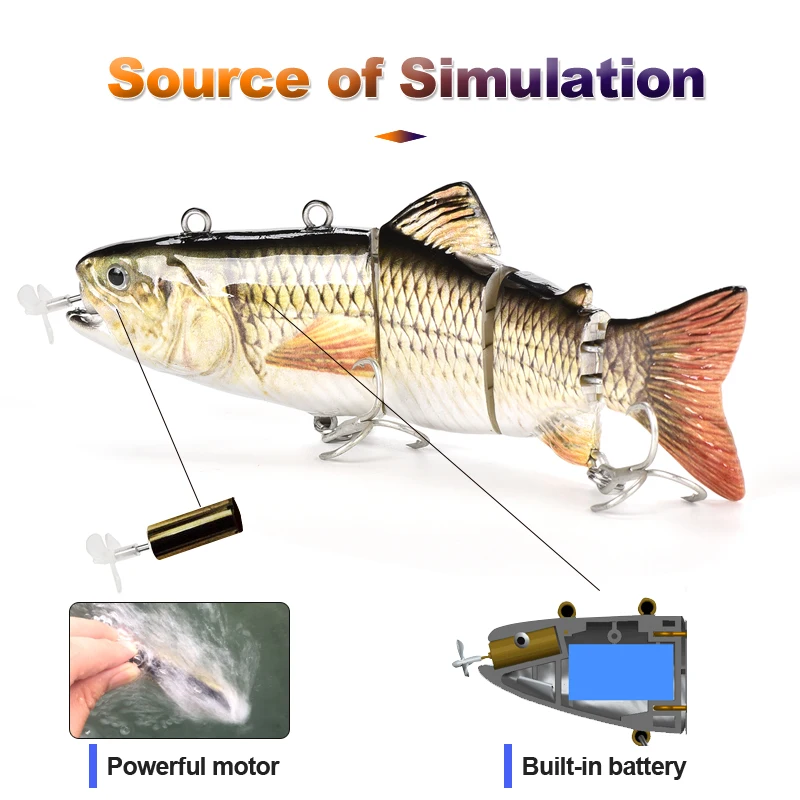 Роботизированная купальная приманка, авто электрическая приманка, воблеры для 4-Segement Swimbait, USB Перезаряжаемый мигающий светодиодный светильник